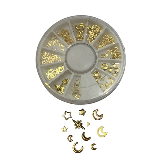 Gold decorations moon-sun theme round case