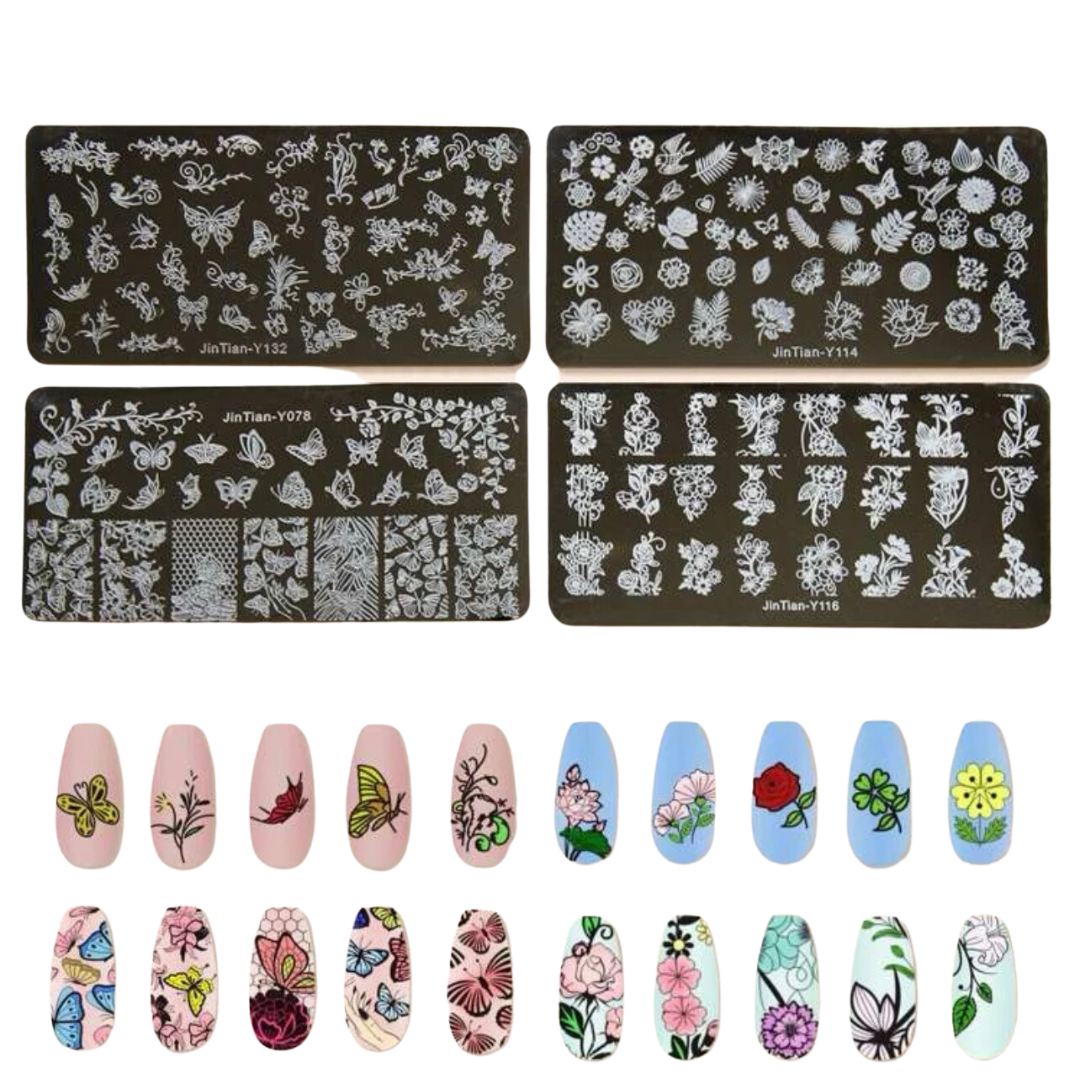 Pochoirs fleurs et papillons